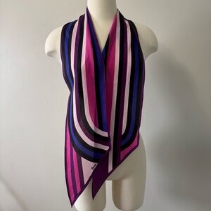Vera Neumann Vintage Elegant Striped Scarf in Pink and Purple Silk